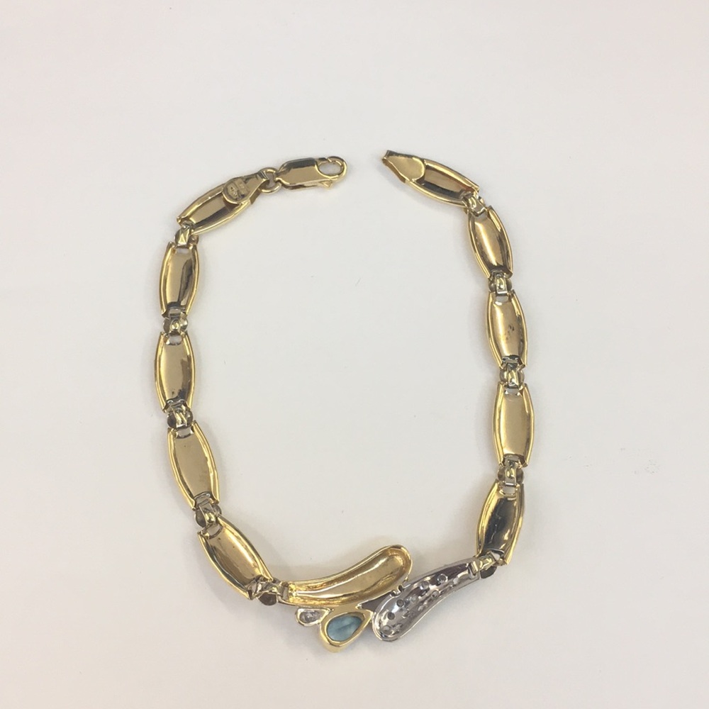18k Two Tone Gold Bracelet With Cz/Color 💎 - Picture 4 of 5